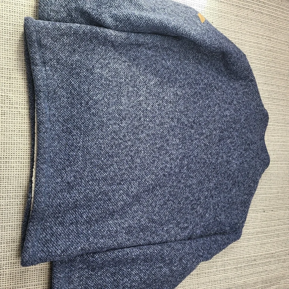 Orvis Sweater Mens Large Blue Quarter Zip Sherpa Lined Fleece Knit Pullover Warm